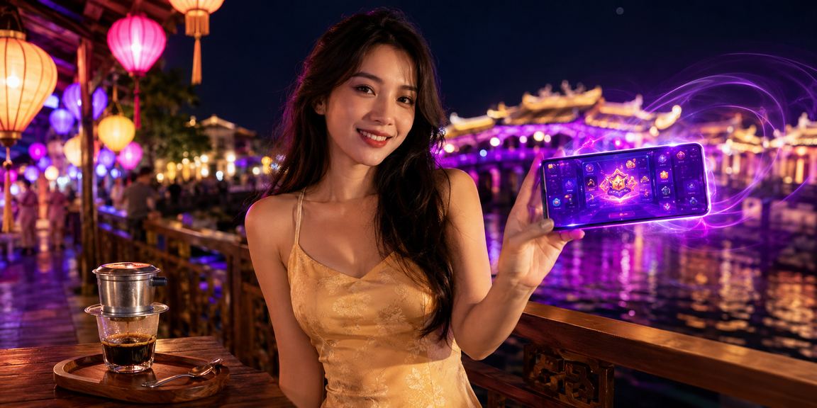 Người dùng xem khuyến mãi casino trên điện thoại tại quán cà phê Huế